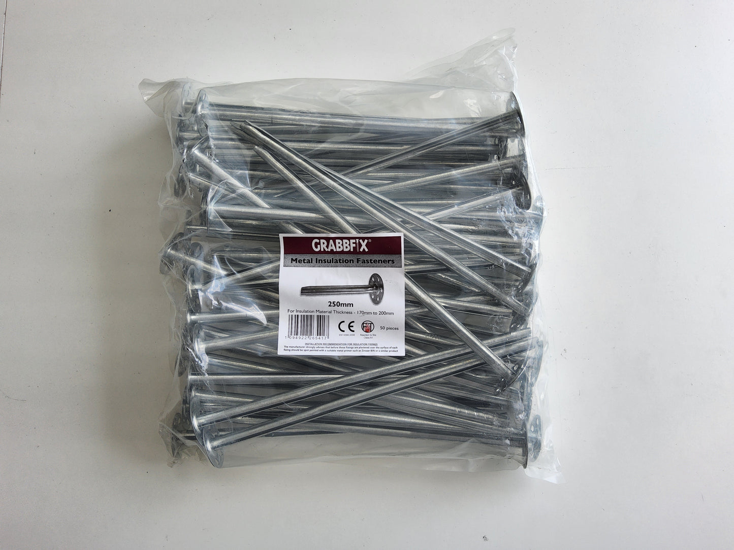 Grabbfix Metal Insulation Fasteners 250mm (Pack of 50)