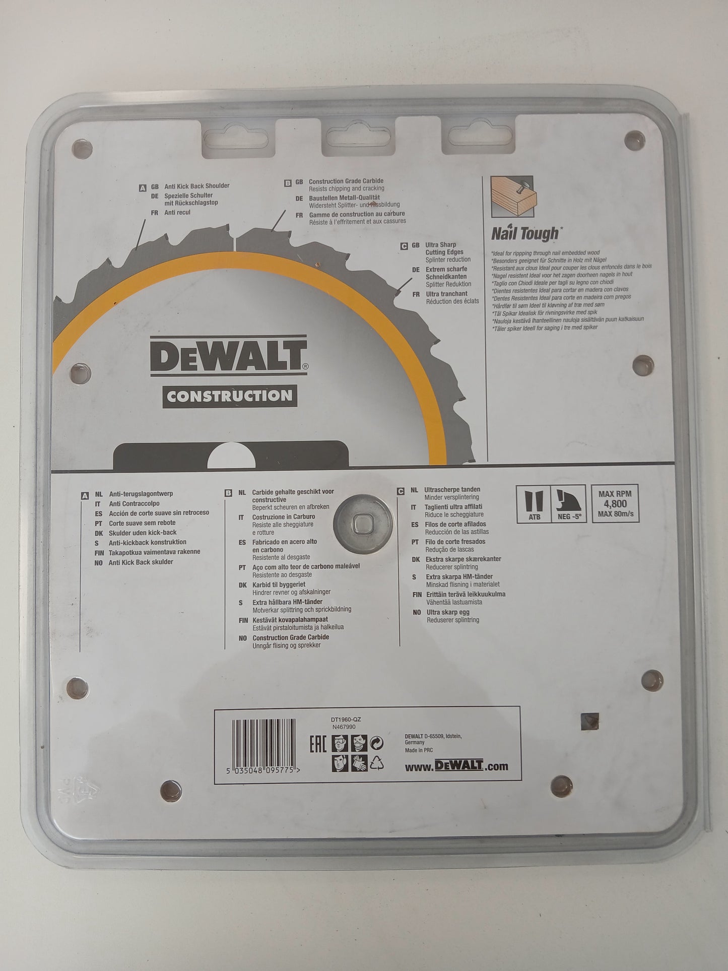 DeWalt CONSTRUCTION Circular Saw Blade 305mm x 60T