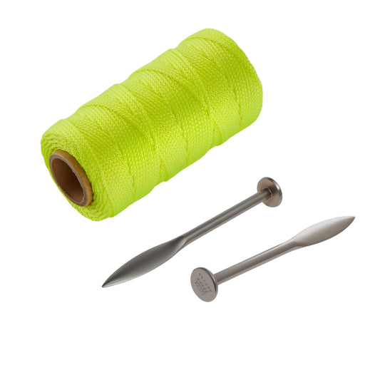Ragni Pair of Solid Forge Line Pins & 76m Hi-Vis Nylon Braided Brick Line